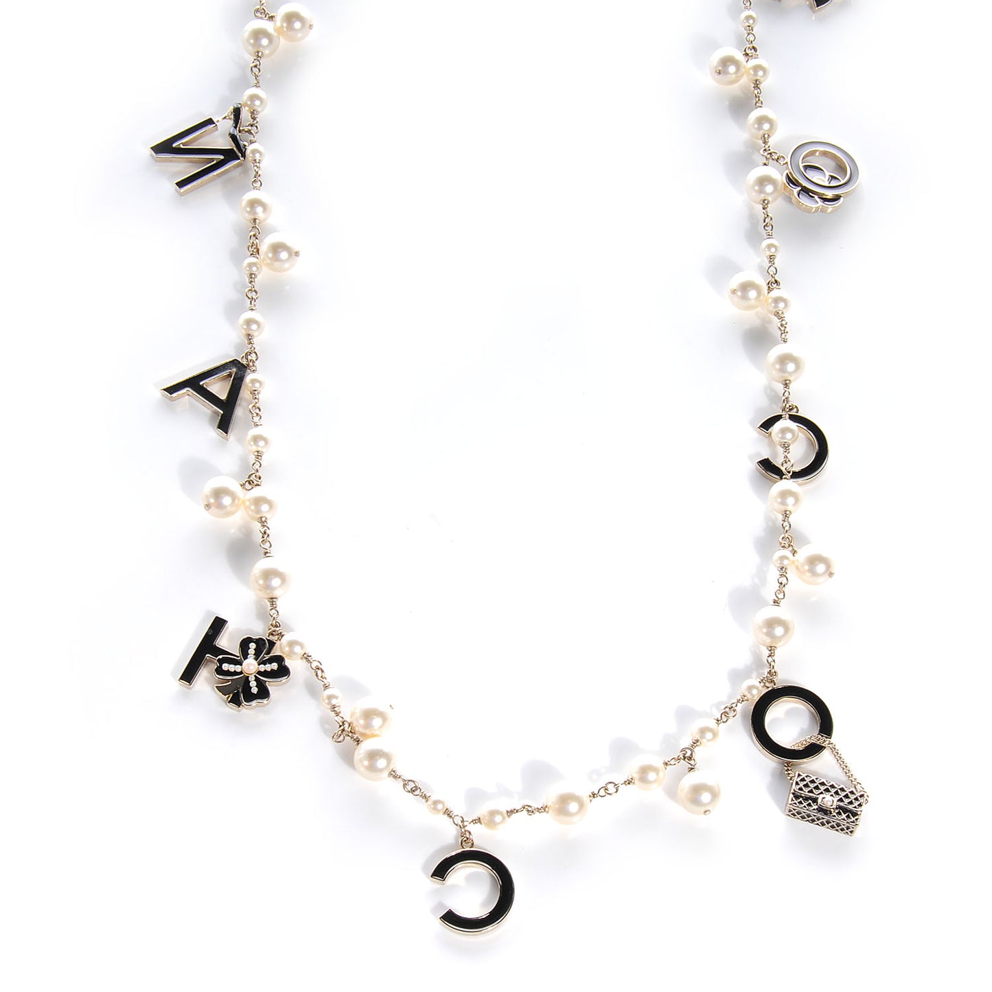 Pearl Charms Coco Logo Necklace