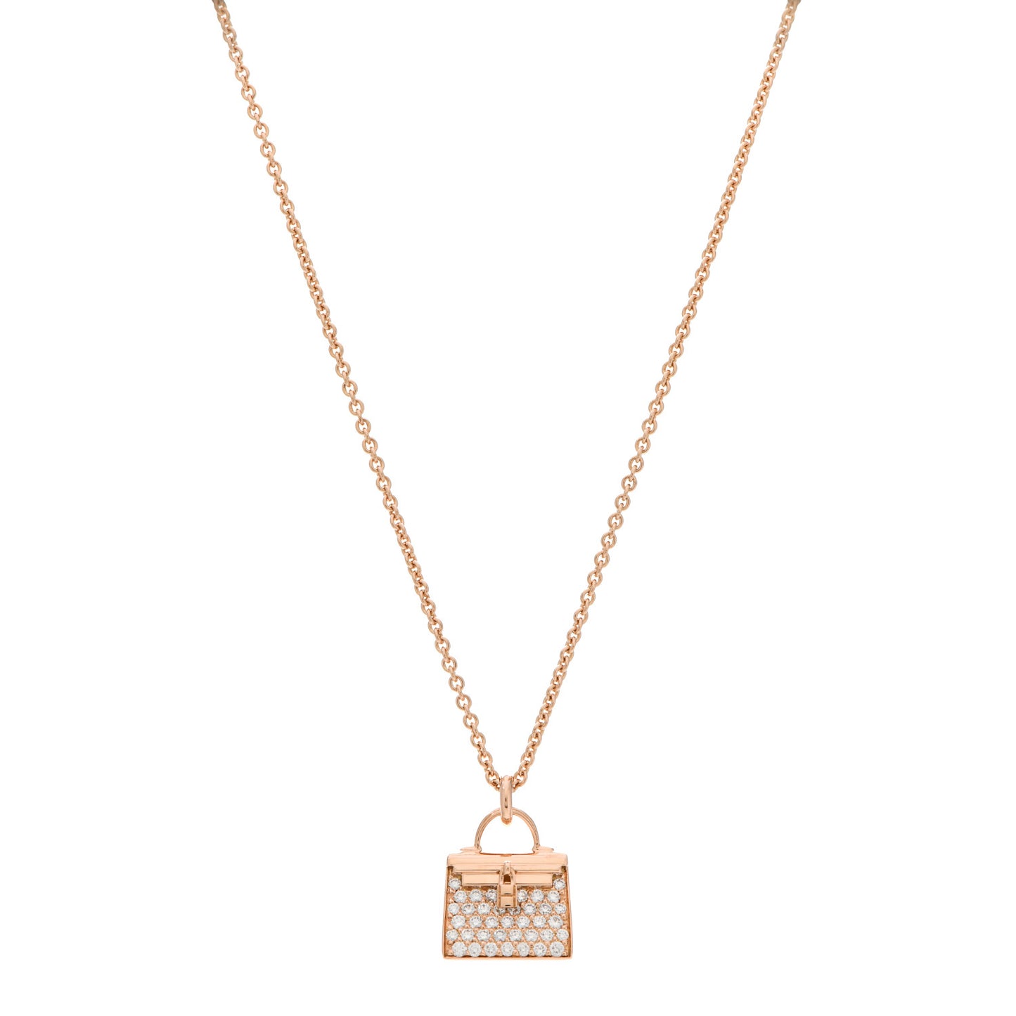 18K Rose Gold Diamond Kelly Amulettes Pendant Necklace