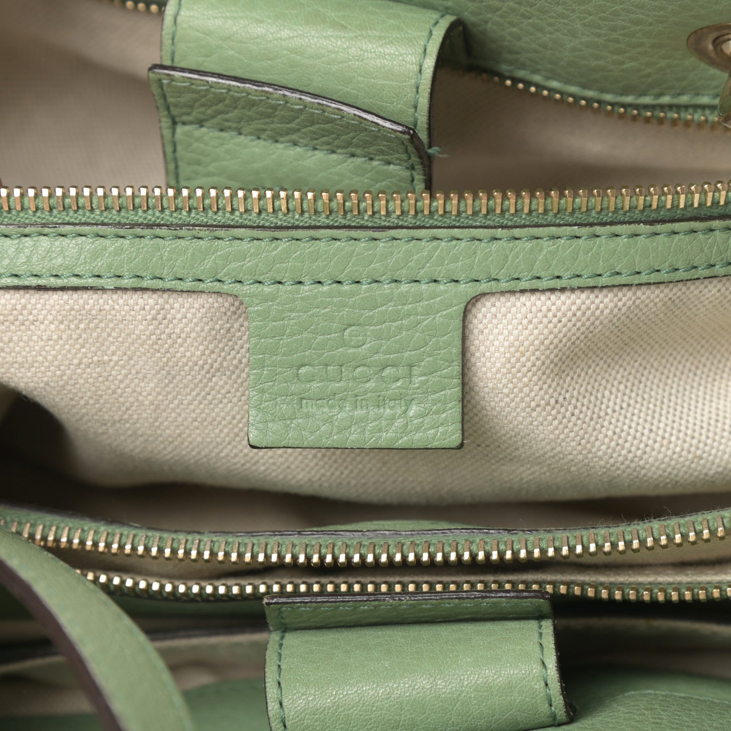 Gucci Pebbled Calfskin Medium Bamboo Shopper Tote Green 6 of 15
