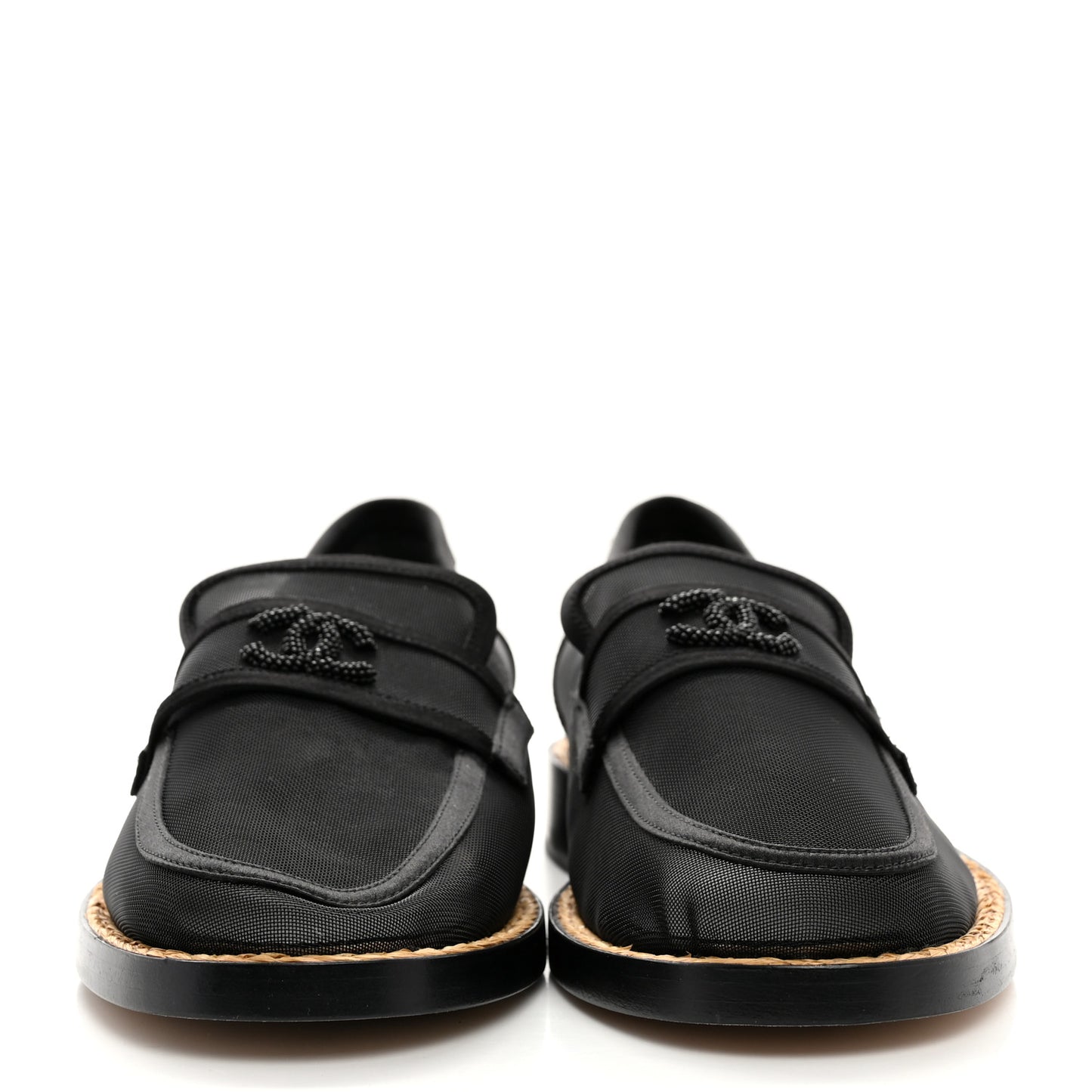 Mesh Satin CC Loafers 38 Black