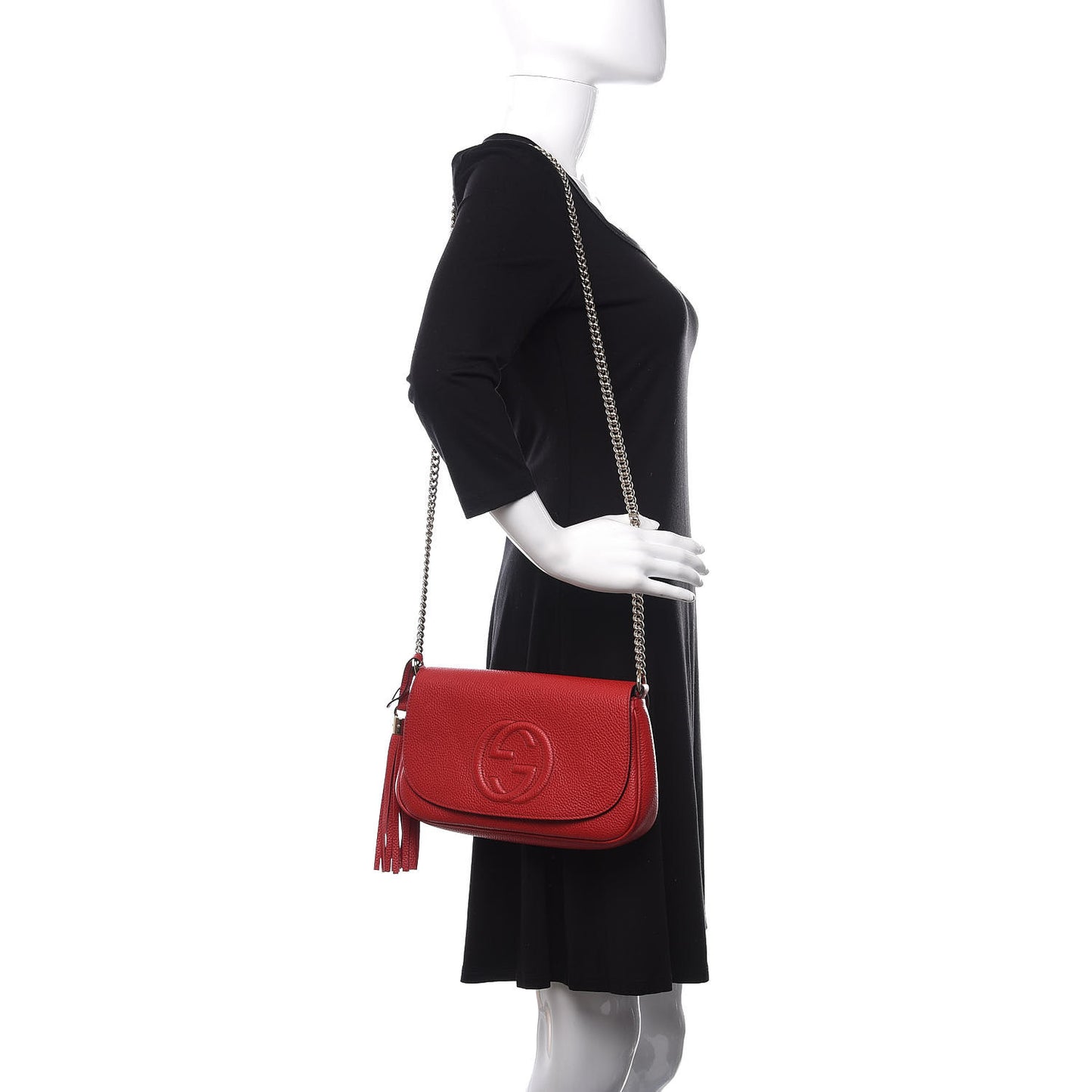 Pebbled Calfskin Medium Soho Flap Crossbody Vibrant Red