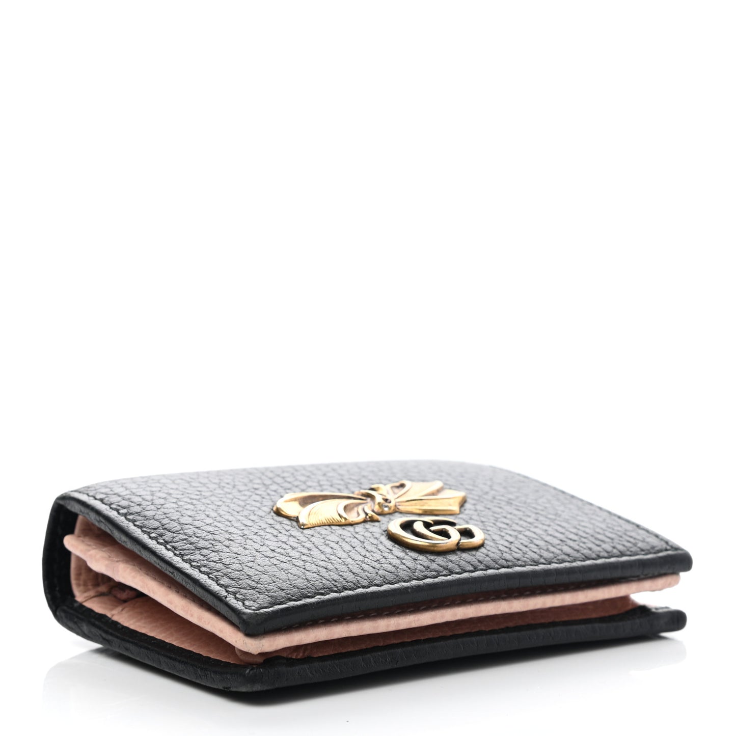 Calfskin GG Marmont Bow Card Case Black