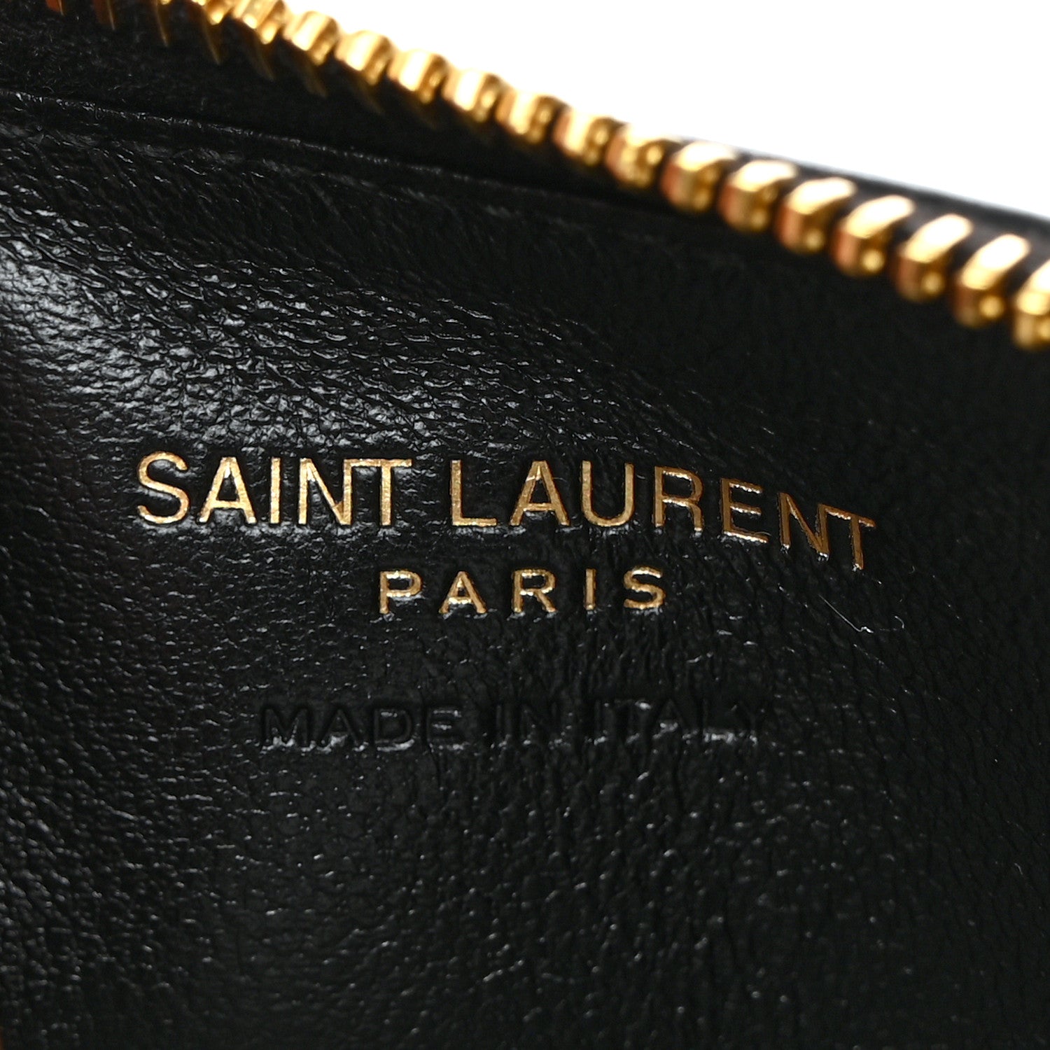 Saint Laurent Grain De Poudre Matelasse Chevron Monogram Fragments Zippered Card Case Black 6 of 6