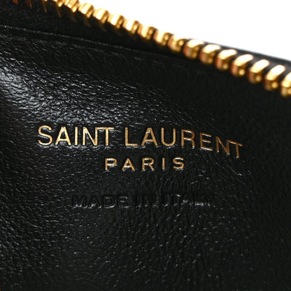Saint Laurent Grain De Poudre Matelasse Chevron Monogram Fragments Zippered Card Case Black 6 of 6