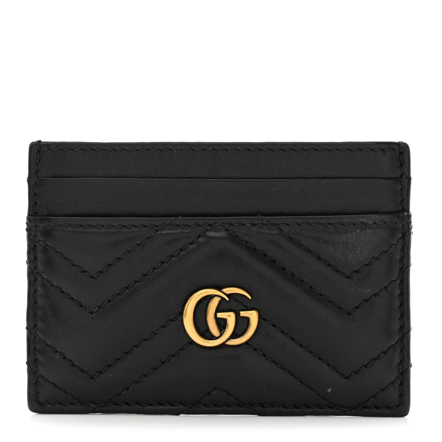 Calfskin Matelasse GG Marmont Card Holder Black