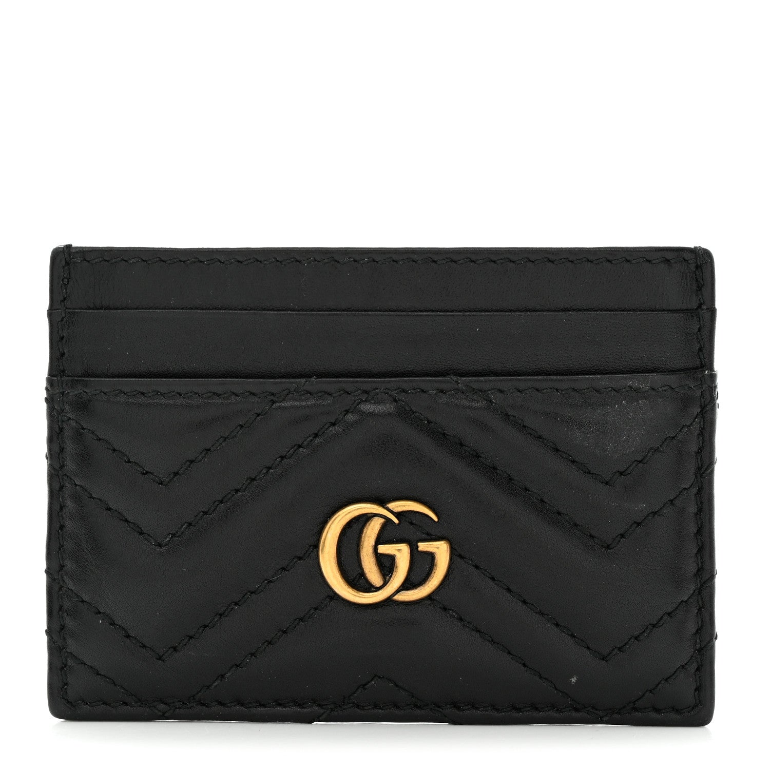 Gucci Calfskin Matelasse GG Marmont Card Holder Black 1 of 7