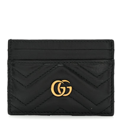 Gucci Calfskin Matelasse GG Marmont Card Holder Black 1 of 7