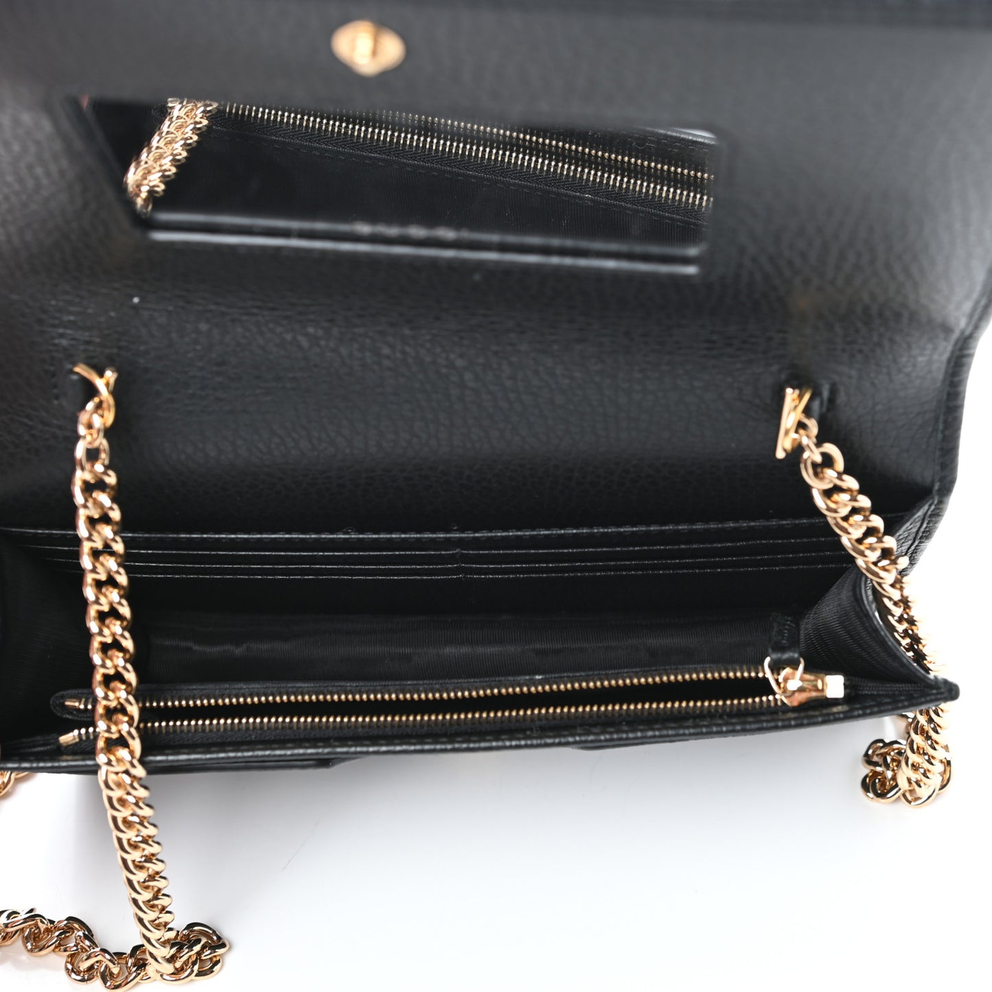 Calfskin Mini GG Marmont Chain Wallet Black