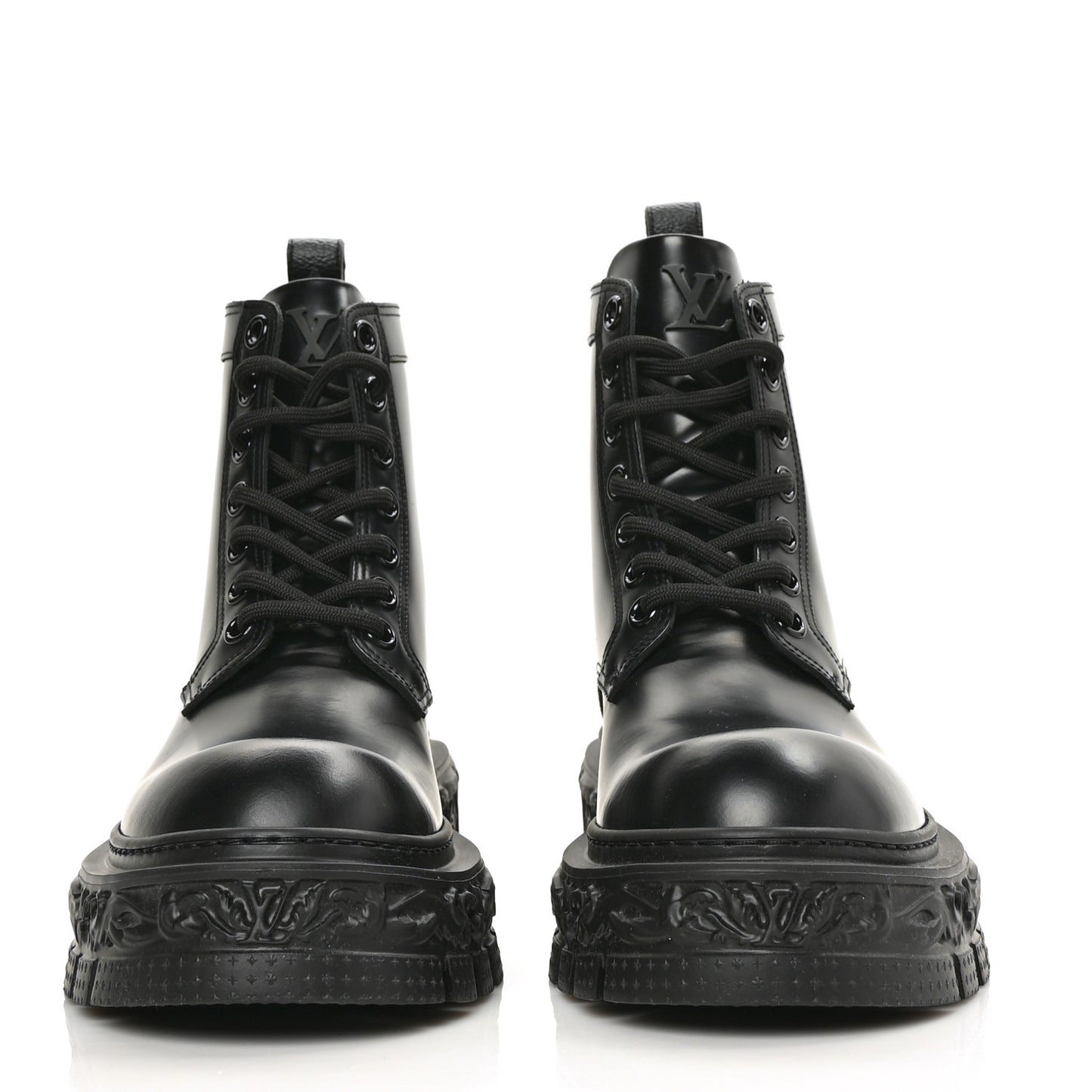 Calfskin Baroque Flat Ranger Boots 7.5 Black