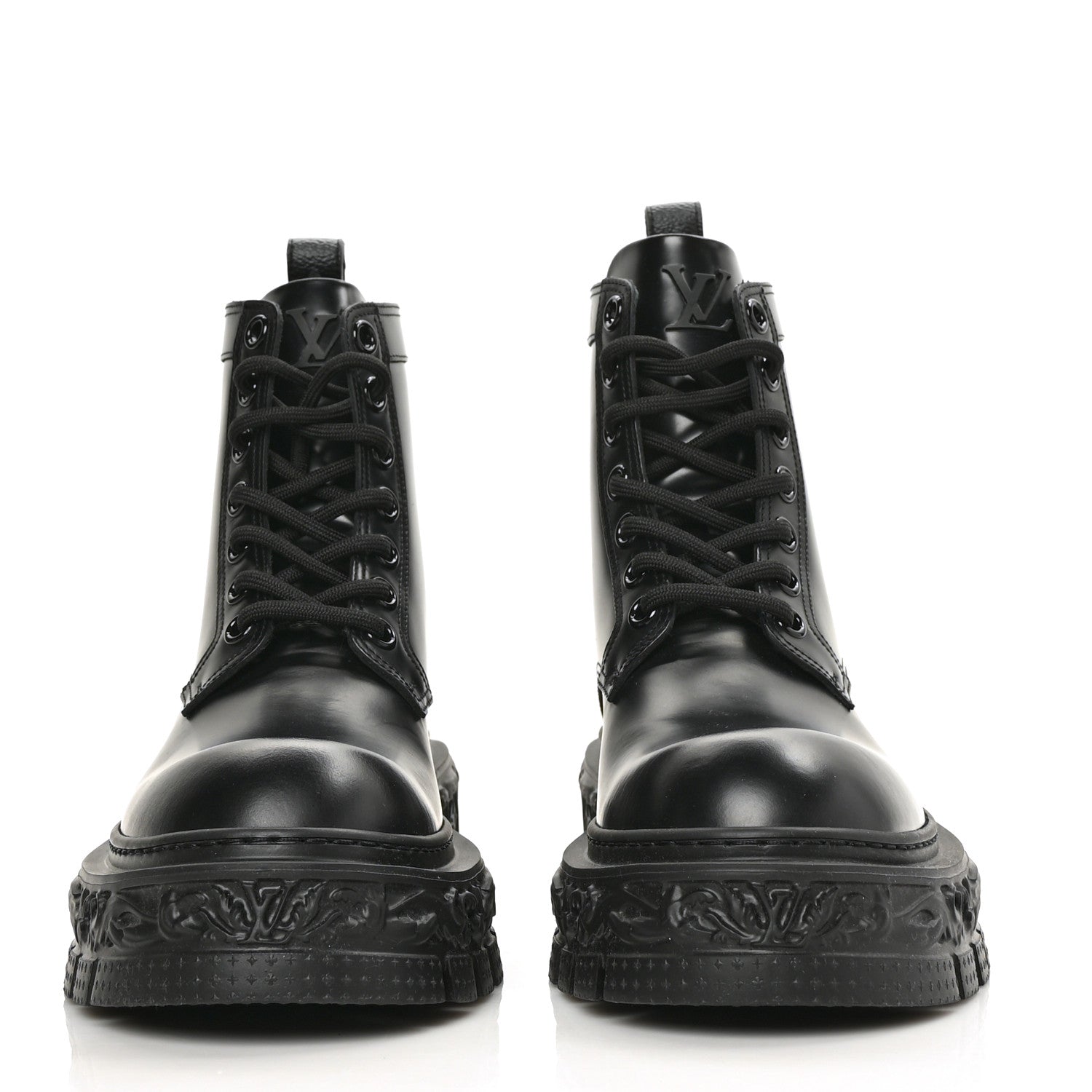 Louis Vuitton Calfskin Baroque Flat Ranger Boots 7.5 Black 2 of 7