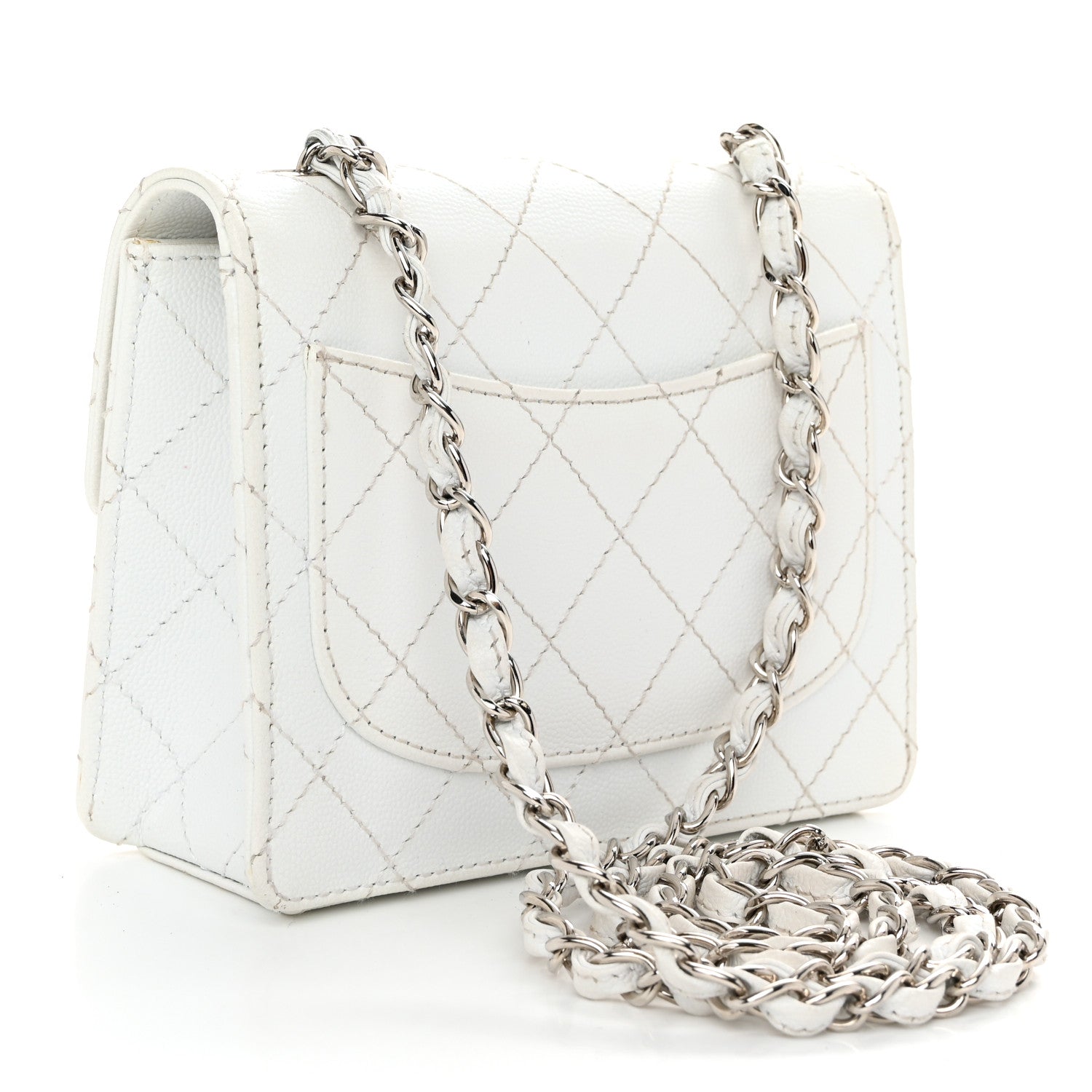 Chanel Caviar Quilted Mini Square Flap White 3 of 13