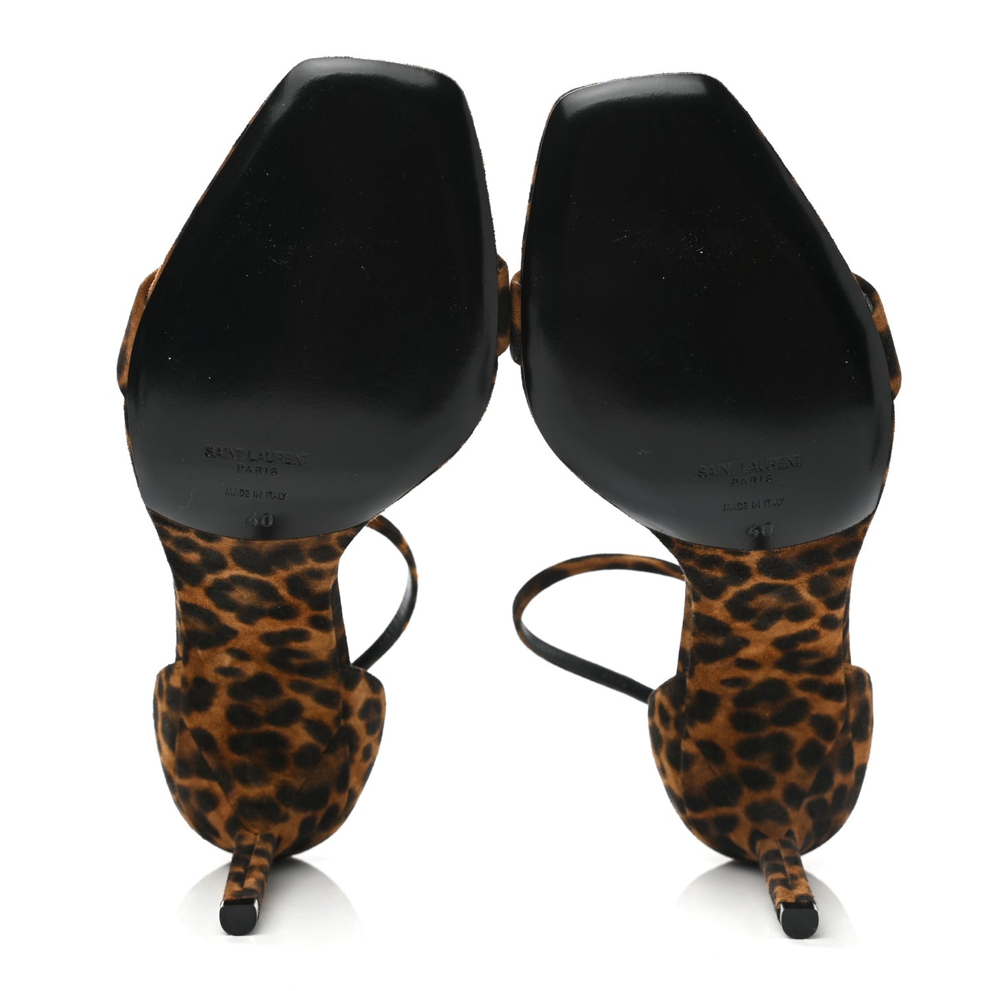 Calf Hair Leopard Print Amber 105 Ankle Strap Sandals 40 Brown