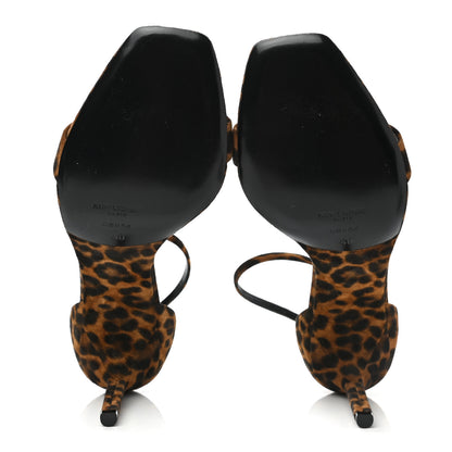 Saint Laurent Calf Hair Leopard Print Amber 105 Ankle Strap Sandals 40 Brown 5 of 8