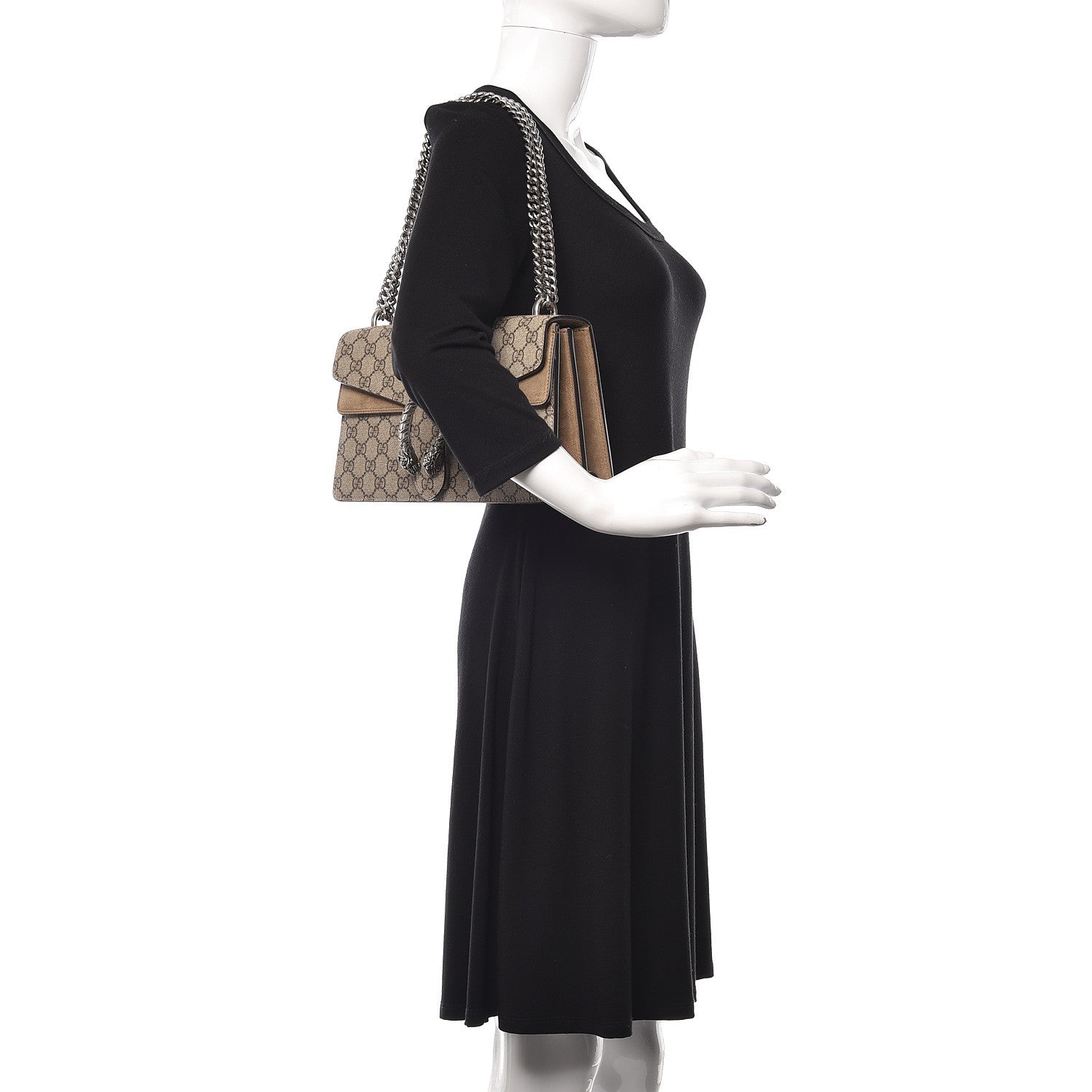 Gucci GG Supreme Monogram Small Dionysus Shoulder Bag Taupe 2 of 10