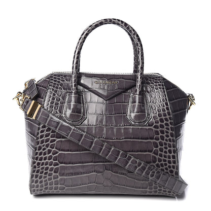 Givenchy Calfskin Crocodile Embossed Small Antigona Storm Grey 1 of 9