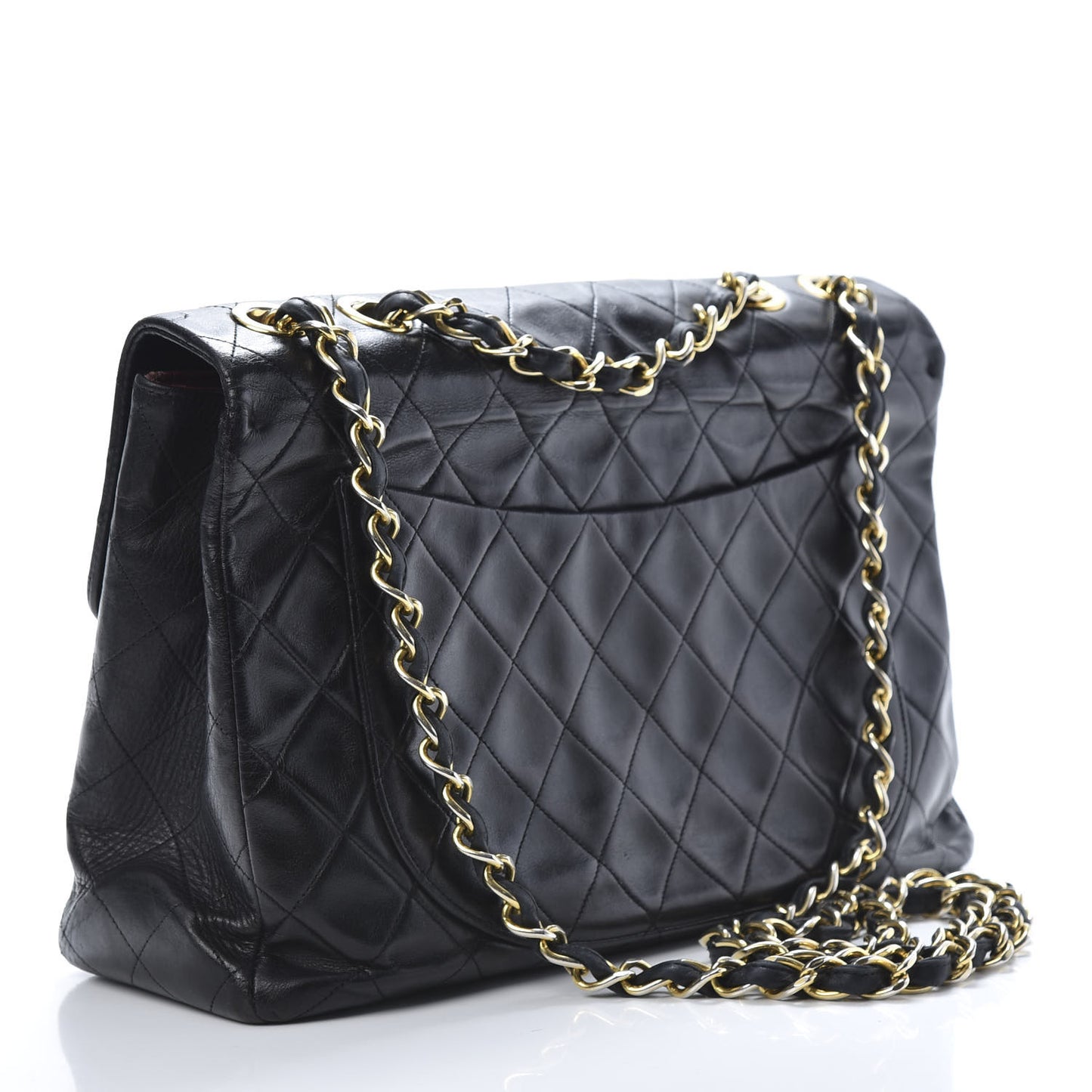 Lambskin Quilted XL Jumbo Single Flap Black