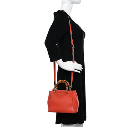 Gucci Calfskin Mini Bamboo Shopper Tote Dark Orange 2 of 15
