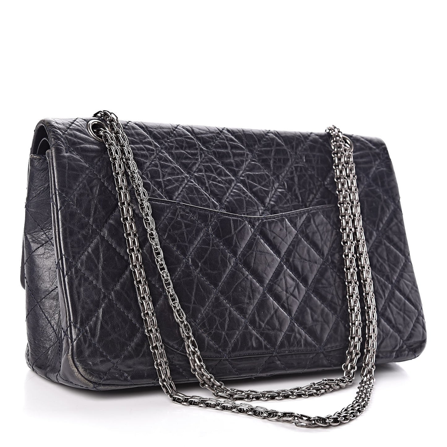 Aged Calfskin Quilted 2.55 Reissue 227 Flap Navy Blue