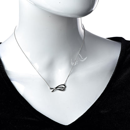 Tiffany 18K White Gold Mini Diamond Bow Pendant Necklace 2 of 7