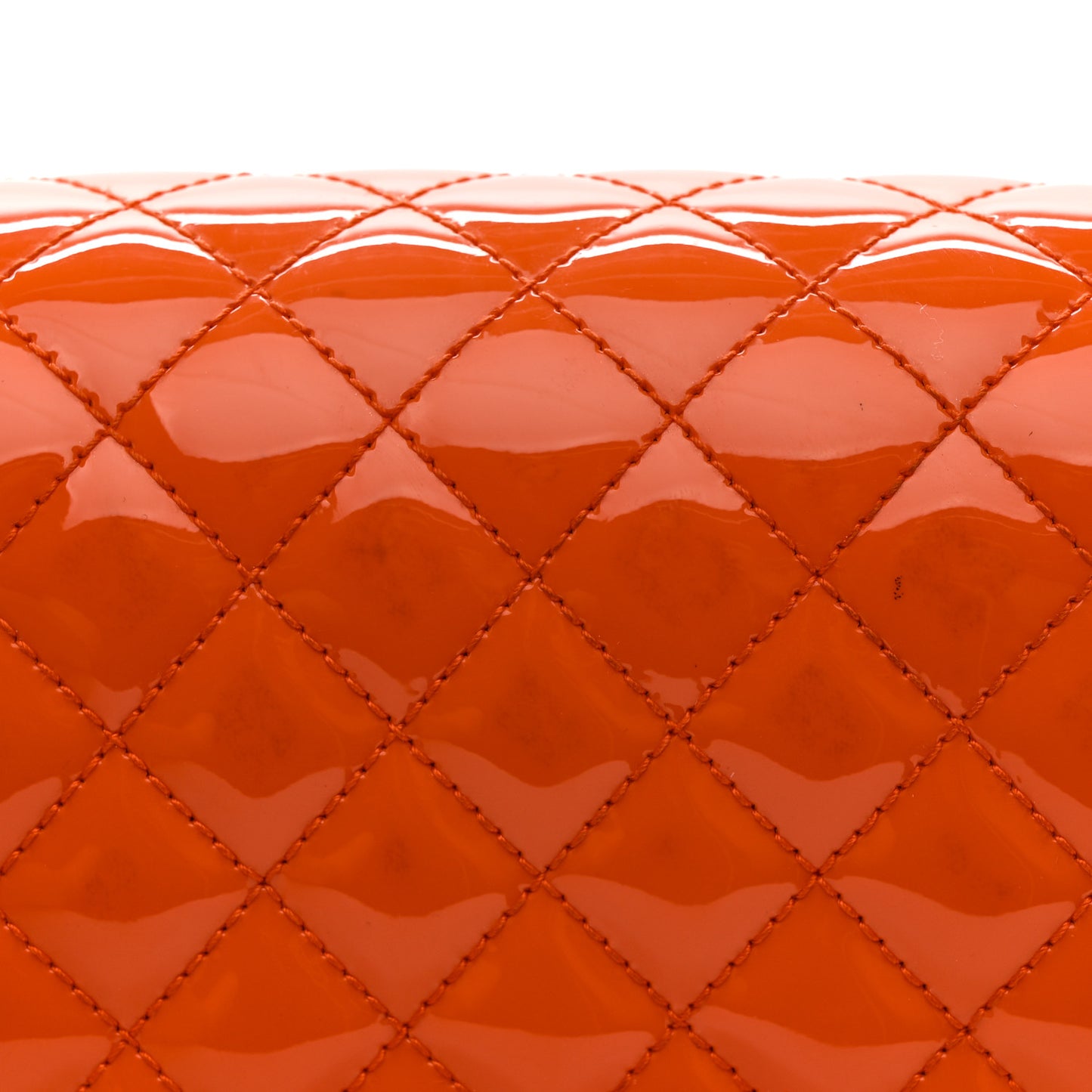 Patent Calfskin Quilted Small Plexiglass Boy Flap Orange