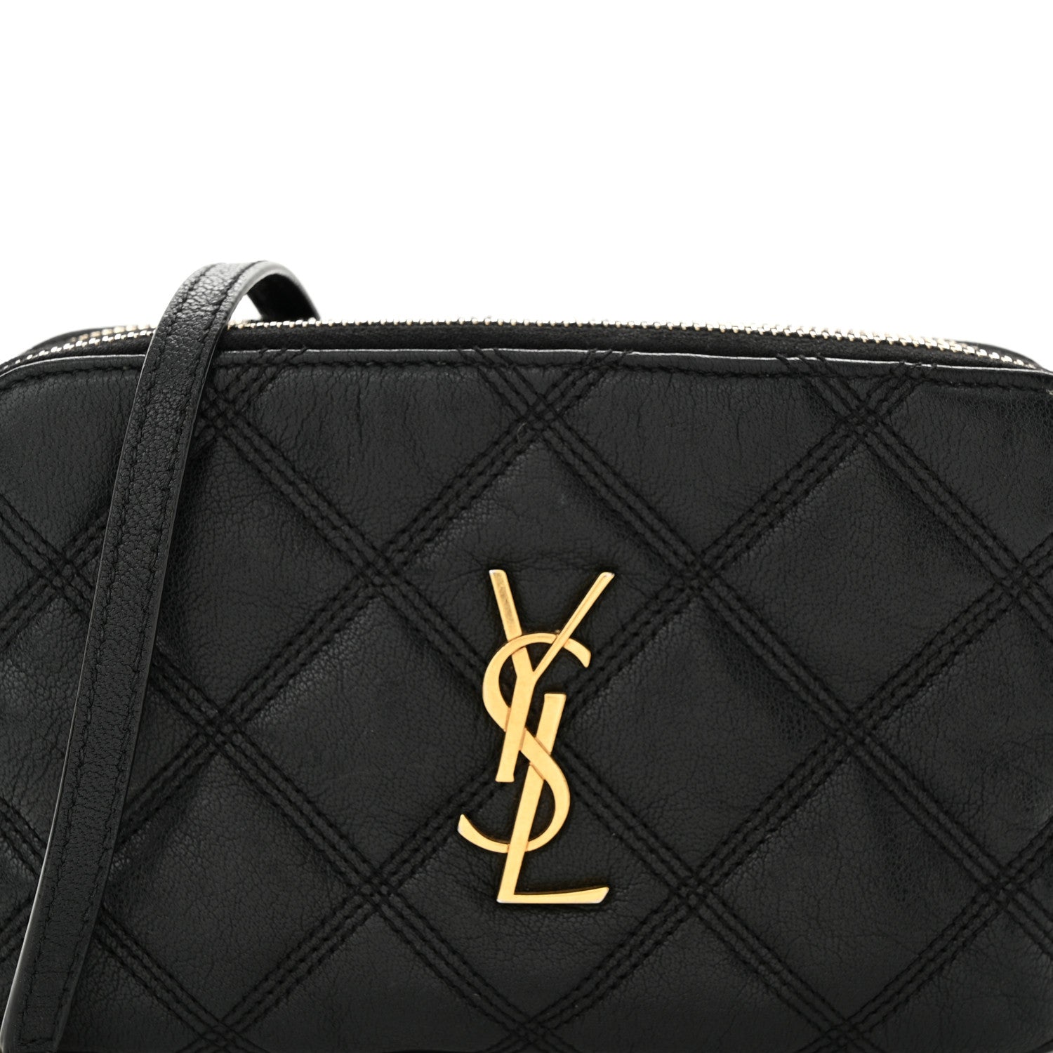 Saint Laurent Grained Lambskin Quilted Mini Becky Double Zip Bag Black 9 of 12