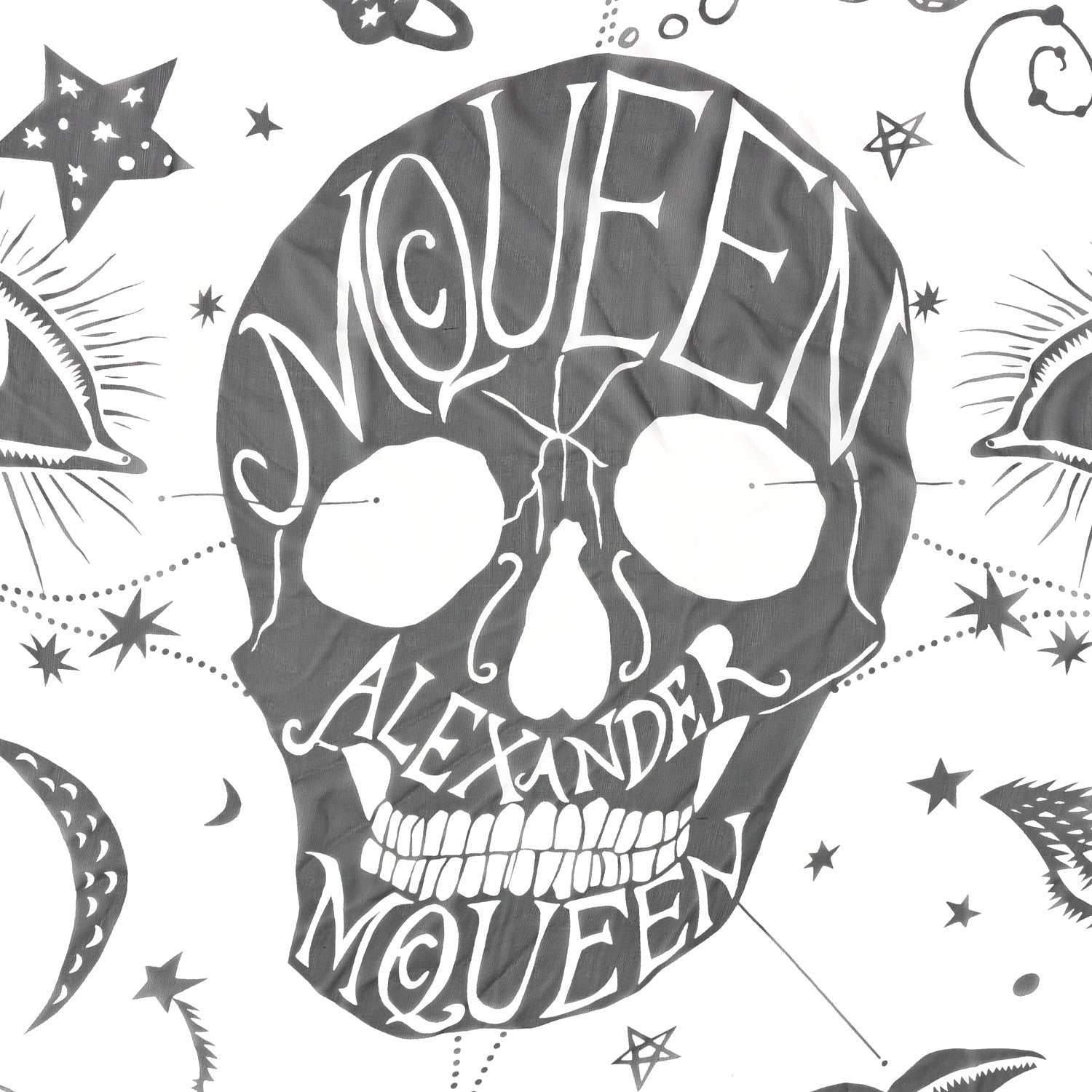 Alexander McQueen Silk Zodiac Scarf White Black 4 of 4
