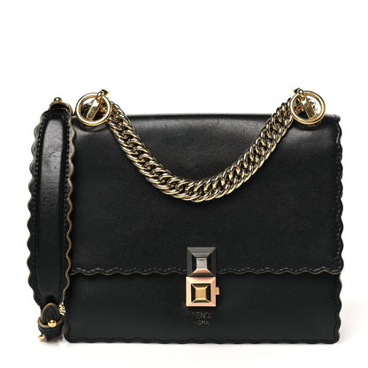 Fendi Vitello Liberty Scalloped Studded Small Kan I Shoulder Bag Black 1 of 16
