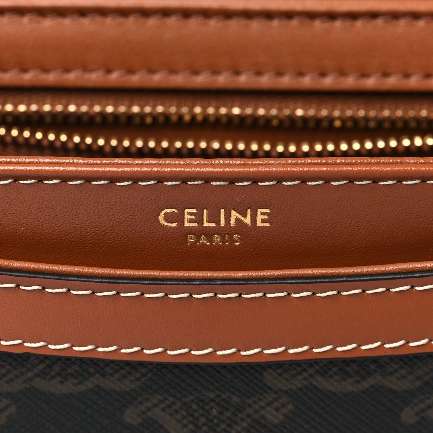 Celine Canvas Calfskin Triomphe Teen Besace Tan 6 of 10