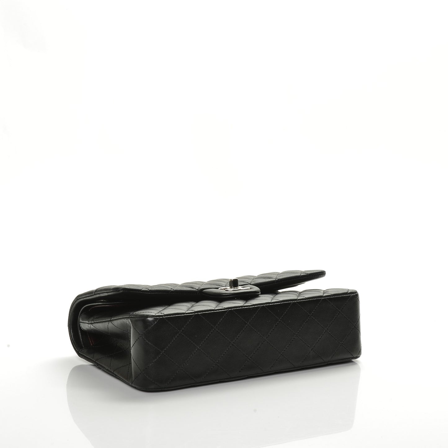 Lambskin Quilted Medium Double Flap Black