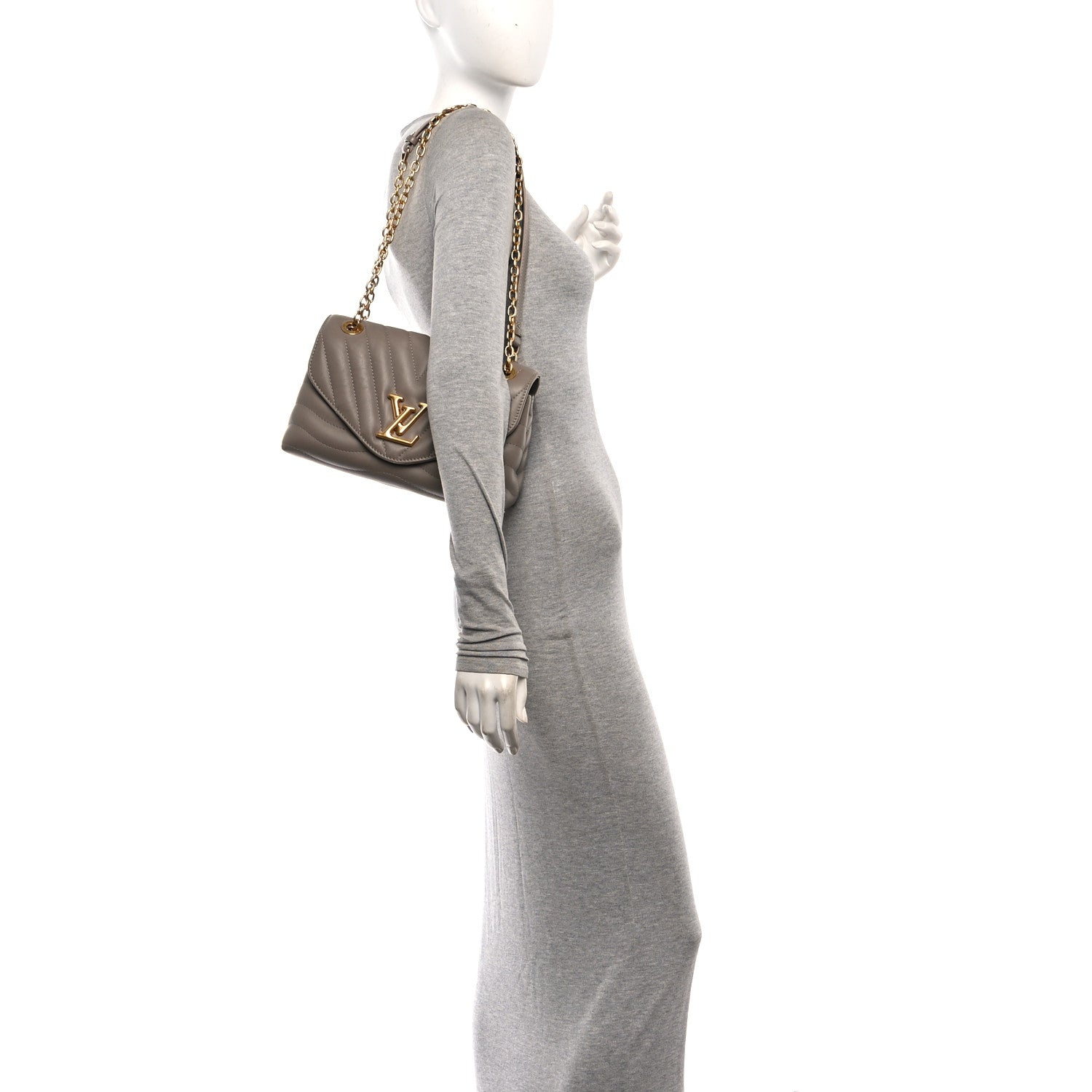 Louis Vuitton Calfskin LV New Wave Chain Bag Taupe 2 of 11