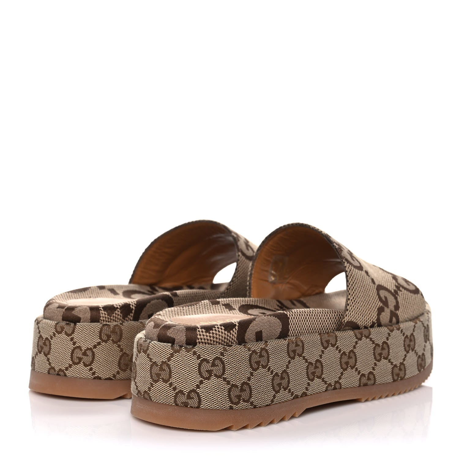 Gucci Monogram Maxi GG Angelina Platform 55mm Slide Sandals 38 Camel Ebony 4 of 9