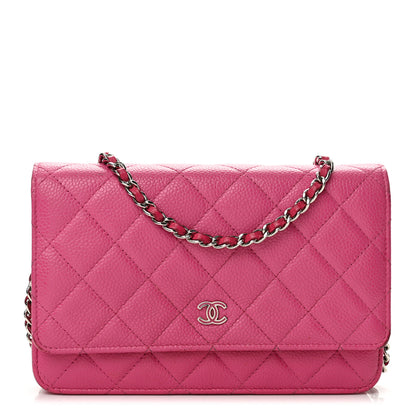 Chanel Caviar Enamel Quilted Wallet On Chain WOC Pink 1 of 14