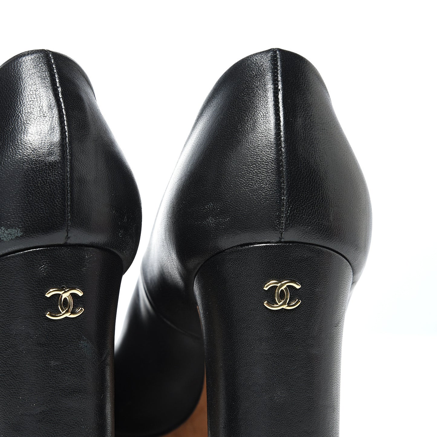 Lambskin Peep Toe CC Pumps 38 Black