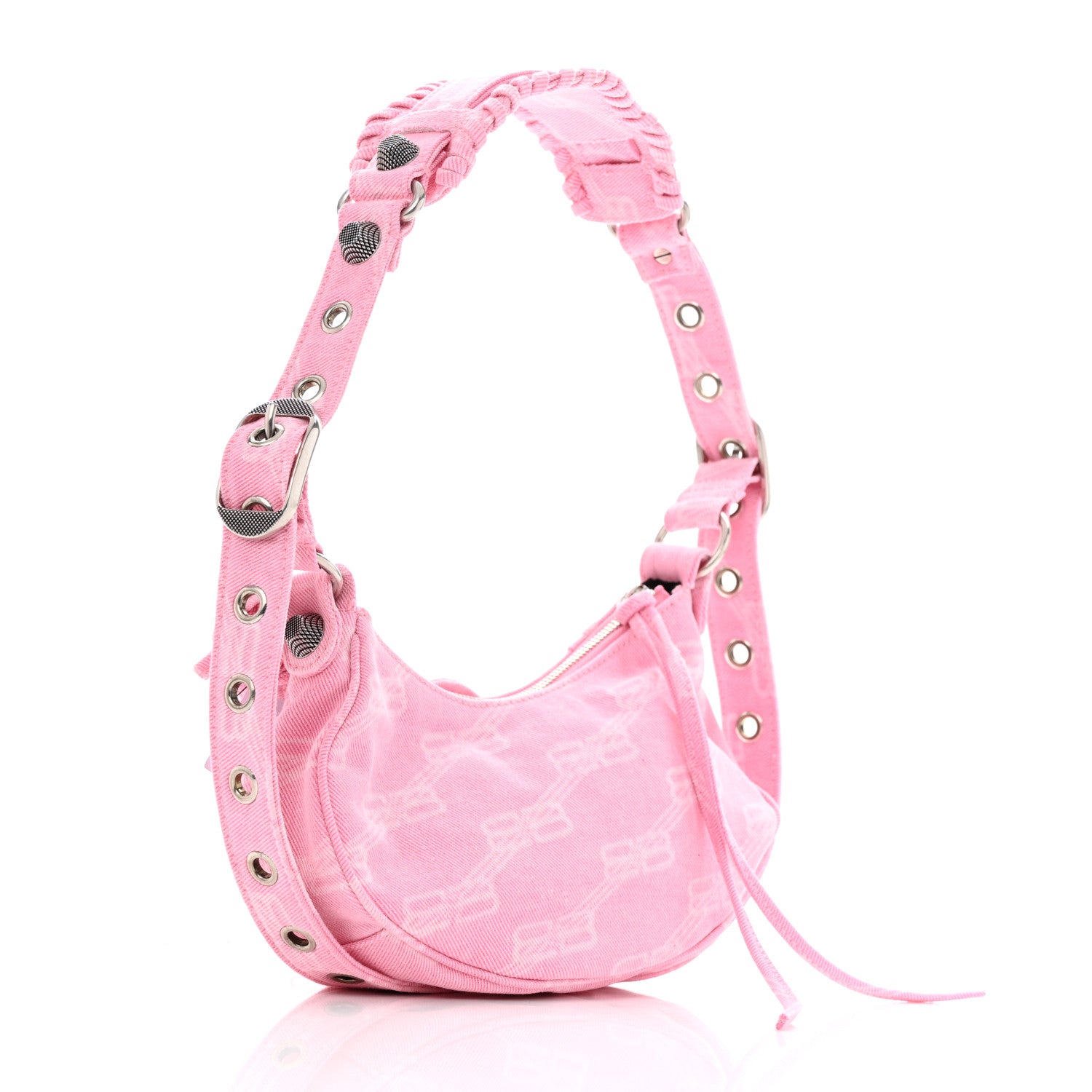 Balenciaga Denim BB Monogram Le Cagole Shoulder Bag XS Pink 4 of 11