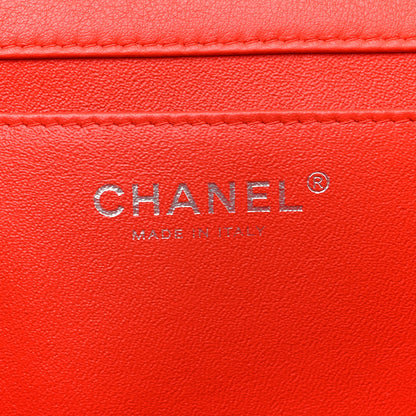 Chanel Patent Calfskin Striped Clutch With Chain Flap Red 6 of 11