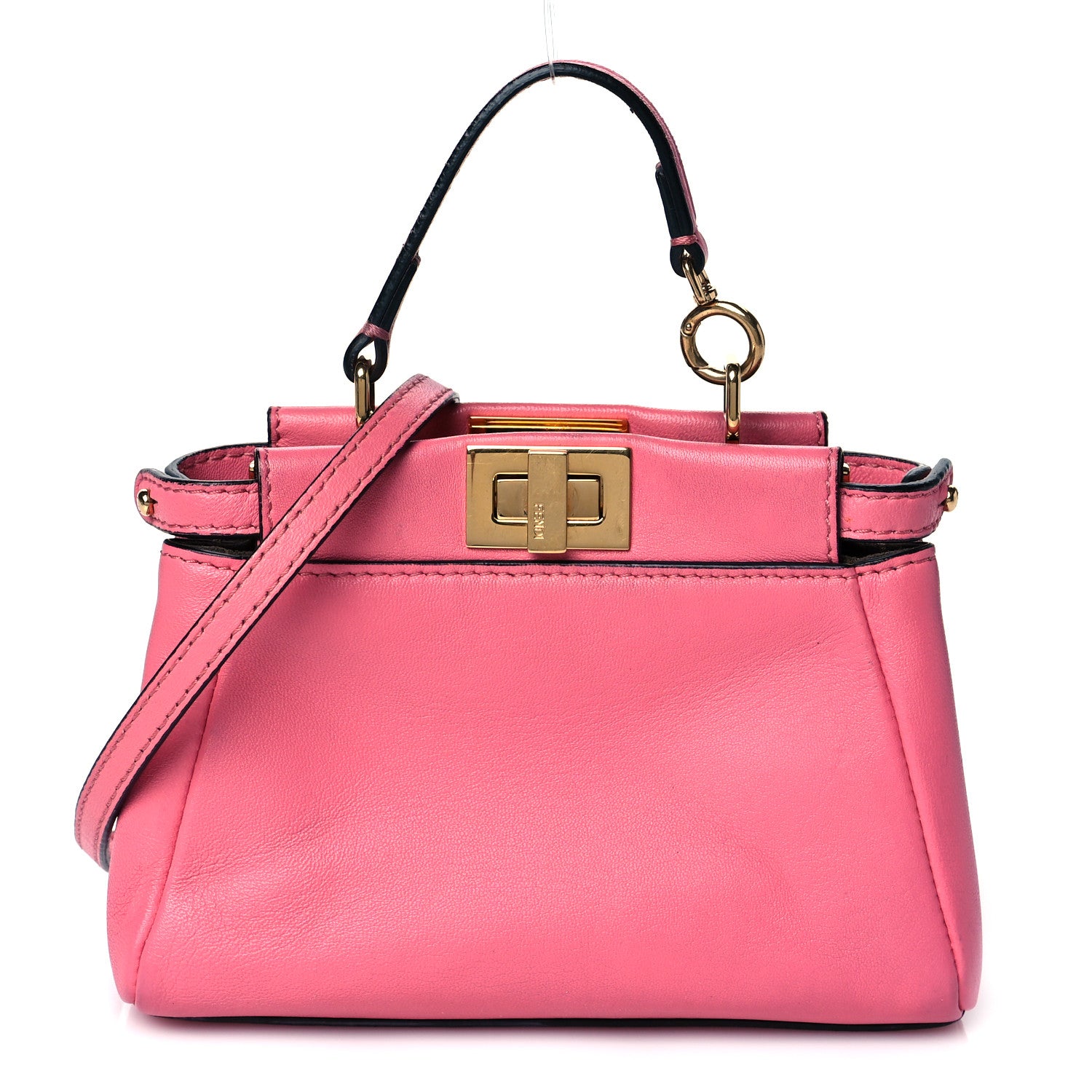 Fendi Shiny Nappa Micro Peekaboo Iconic Satchel Rosa Fluo 1 of 10