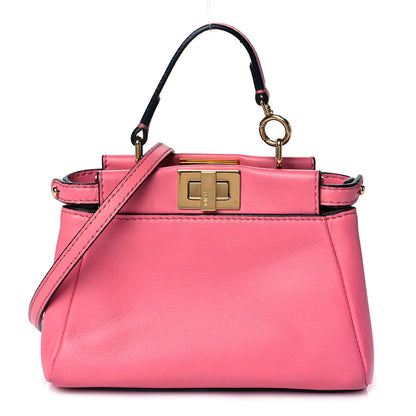 Fendi Shiny Nappa Micro Peekaboo Iconic Satchel Rosa Fluo 1 of 10