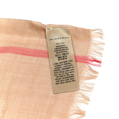 Burberry Wool Silk Gauze Giant Check Lightweight Scarf Camel 8 of 10