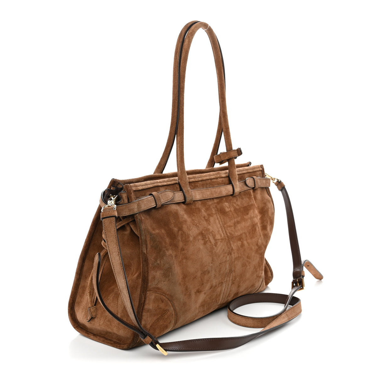 Suede Large Bonnie Shoulder Bag Cocoa Brown