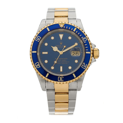Rolex Stainless Steel 18K Yellow Gold 40mm Submariner Date Watch Royal Blue 16613 1 of 4