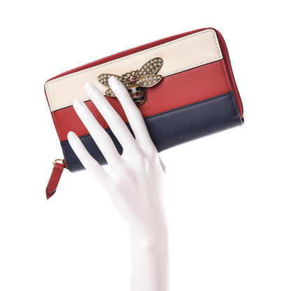 Gucci Calfskin Queen Margaret Zip Around Wallet Blue Agata Hibiscus Red Mystic White 2 of 8