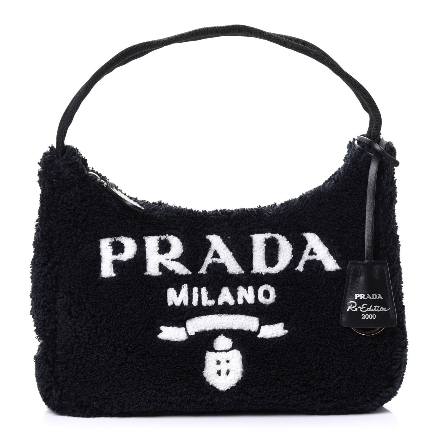 Terry Cloth Mini Re-Edition 2000 Bag Black White