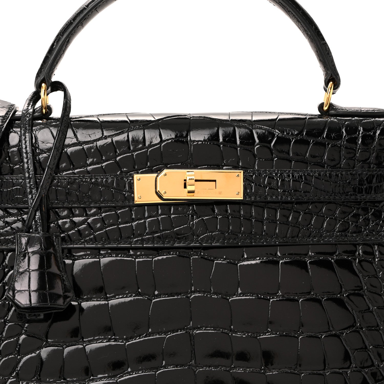 Hermes Shiny Alligator Kelly Sellier 32 Black 20 of 34