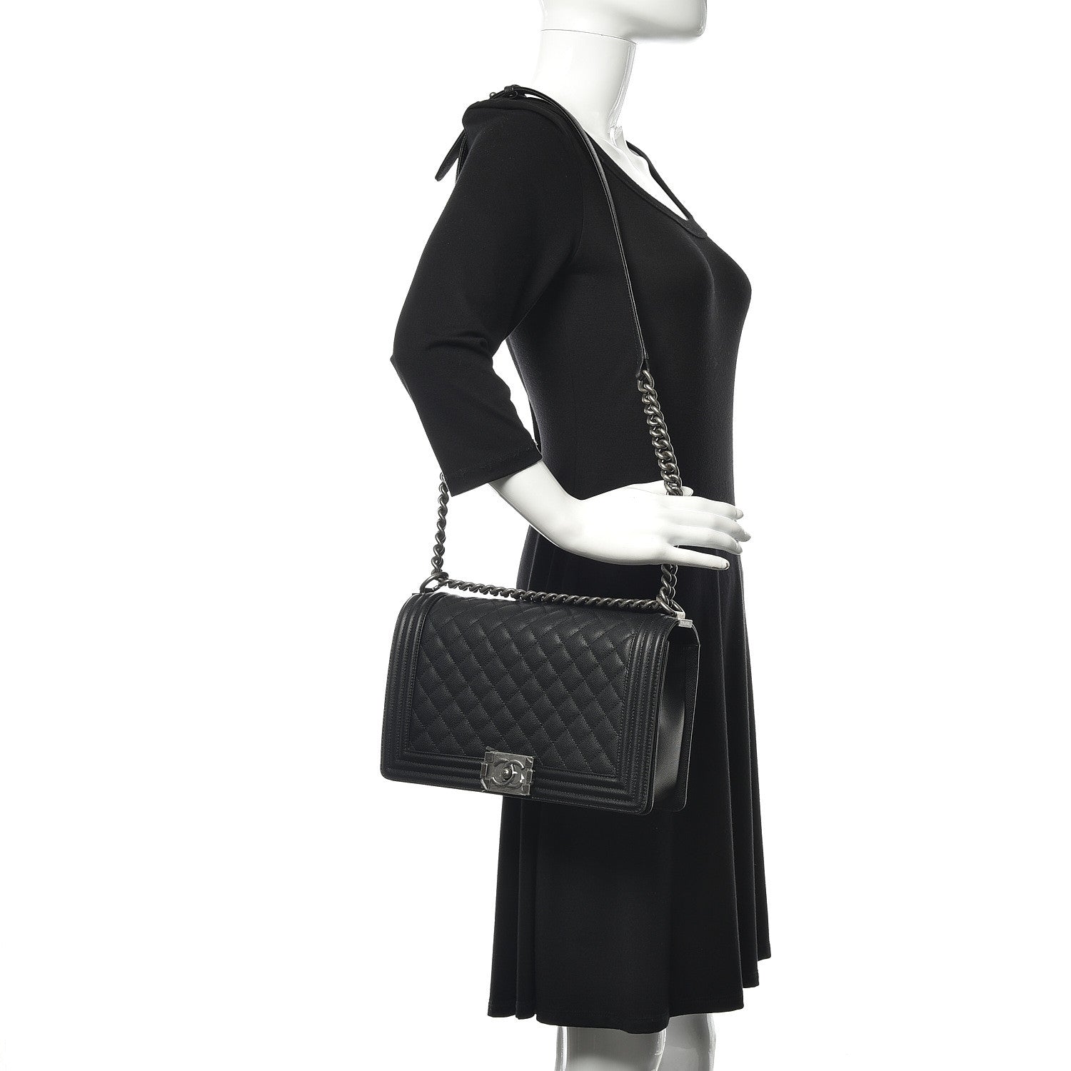 Chanel Caviar Quilted New Medium Boy Flap Black 2 of 10