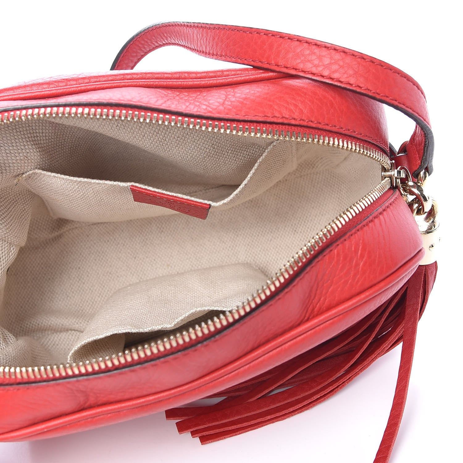 Gucci Pebbled Calfskin Small Soho Disco Bag Tabasco Red 5 of 9