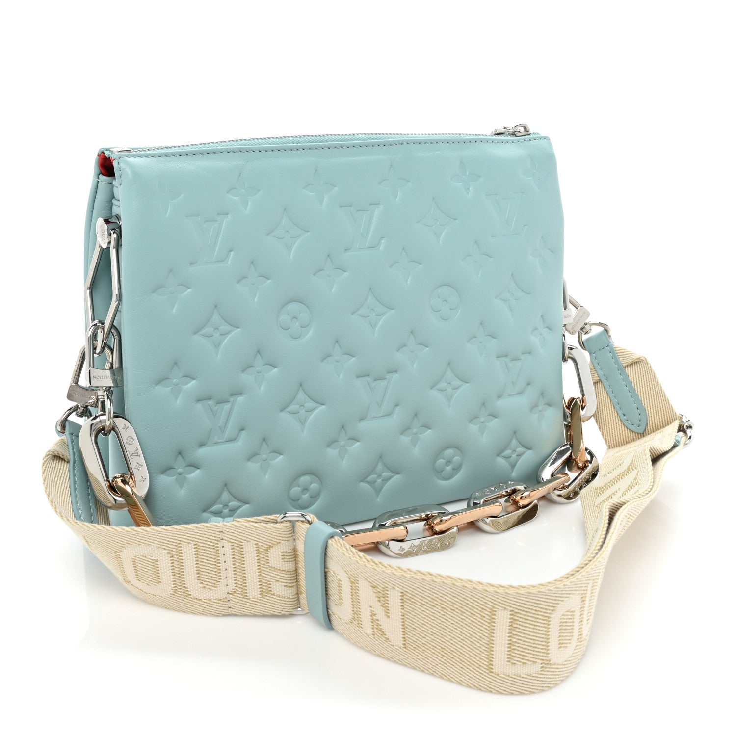 Louis Vuitton Lambskin Embossed Monogram Coussin PM Bleu 3 of 11