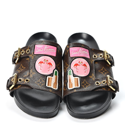 Louis Vuitton Monogram Patch Work World Tour Bom Dia Flat Mule 40 Black 6 of 11