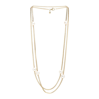 David Yurman 18K Yellow Gold Pearl Station Chain Necklace 3 of 4