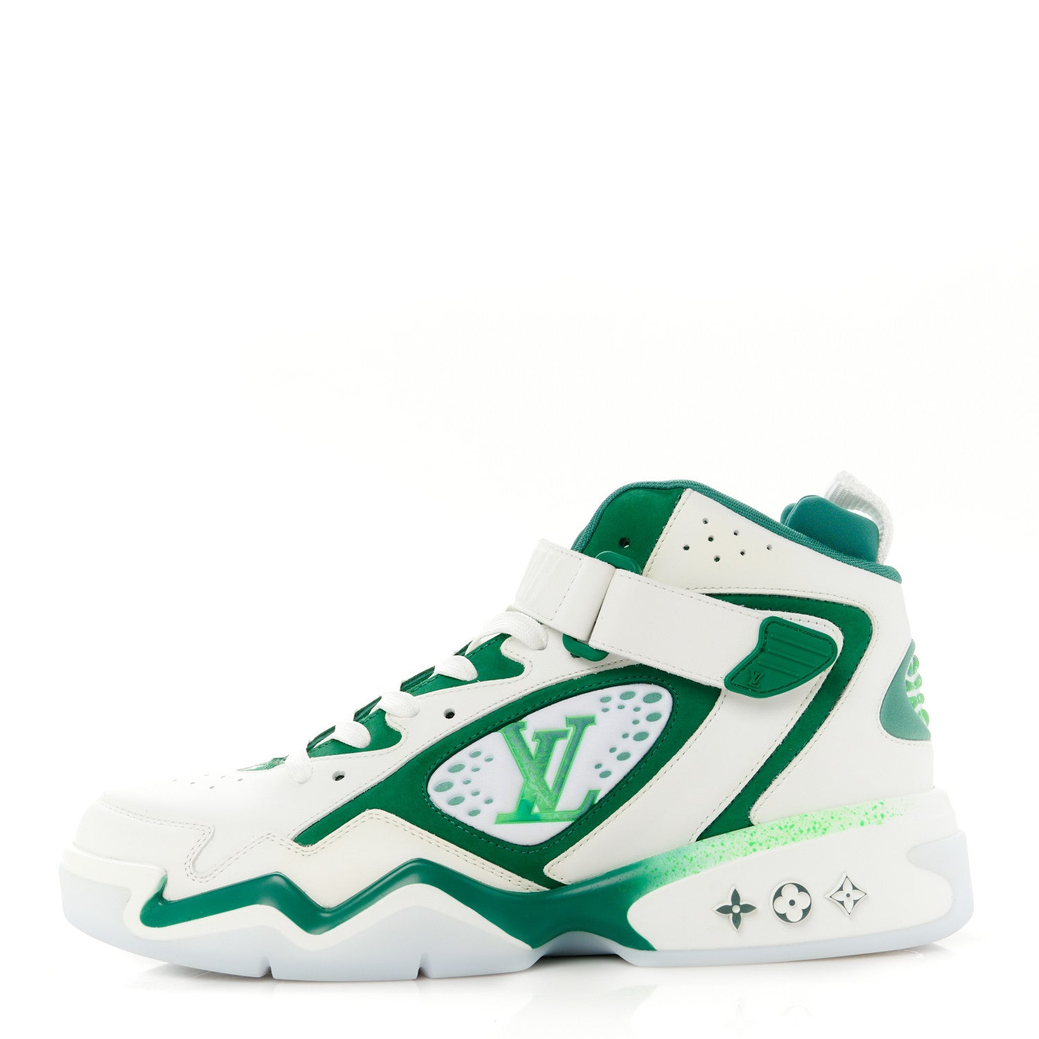Louis Vuitton Calfskin Mens LV Trainer 2 Sneaker 7.5 White Green 1 of 9