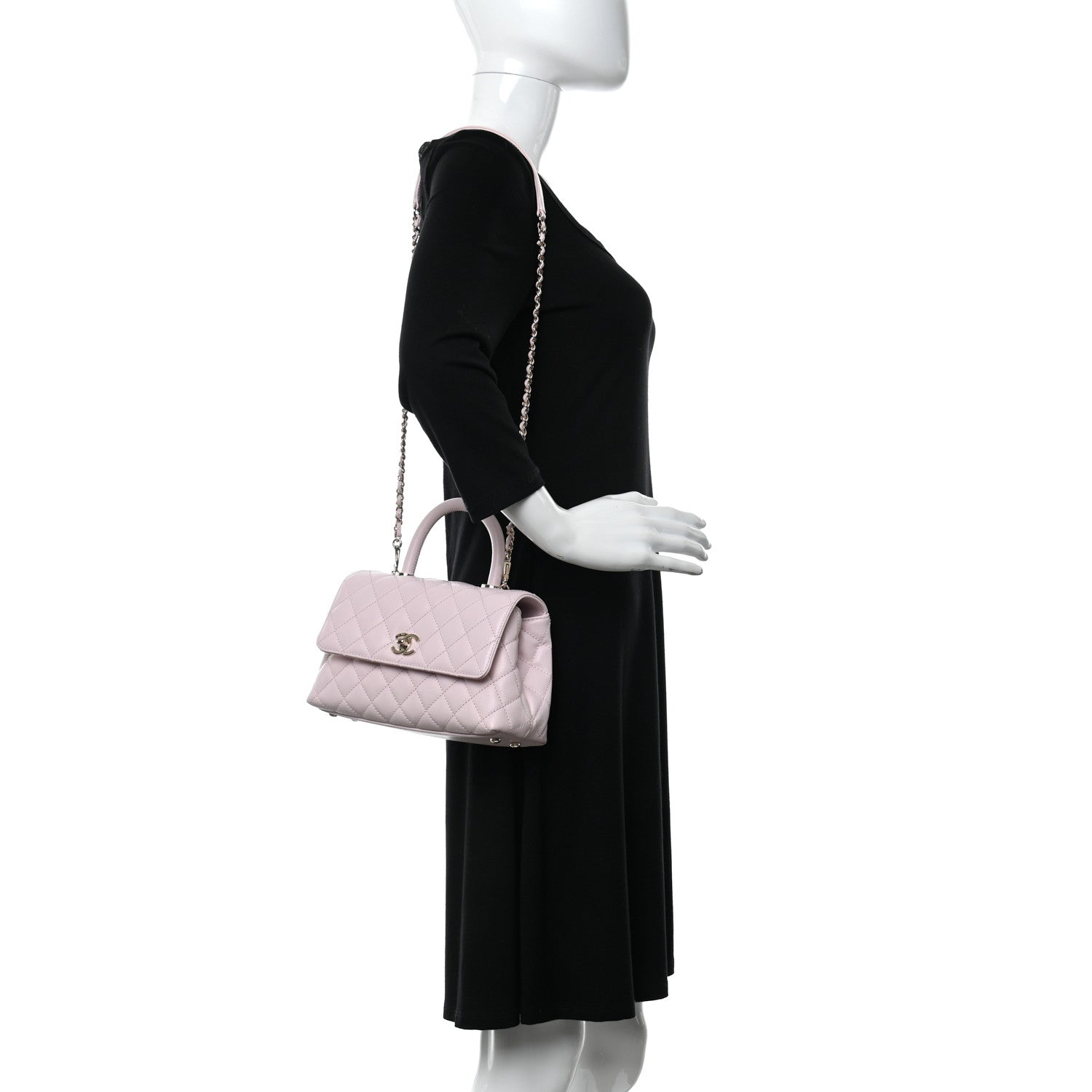 Chanel Caviar Quilted Mini Coco Handle Flap Light Pink 2 of 12
